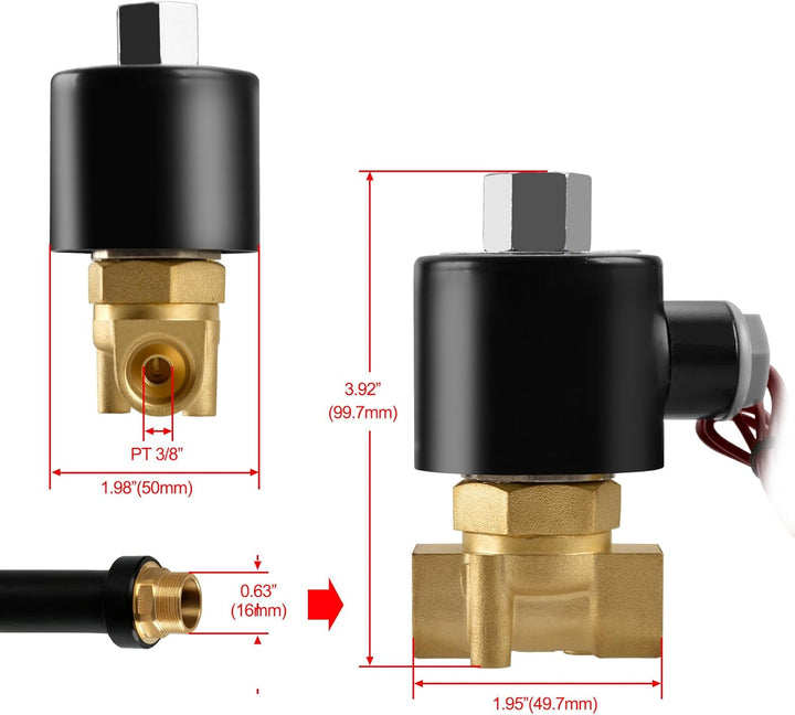 Heschen Elektrisches Magnetventil aus Messing, 2W-040-10K, PT3/8'', DC24V, Direktbetätigung für Wass