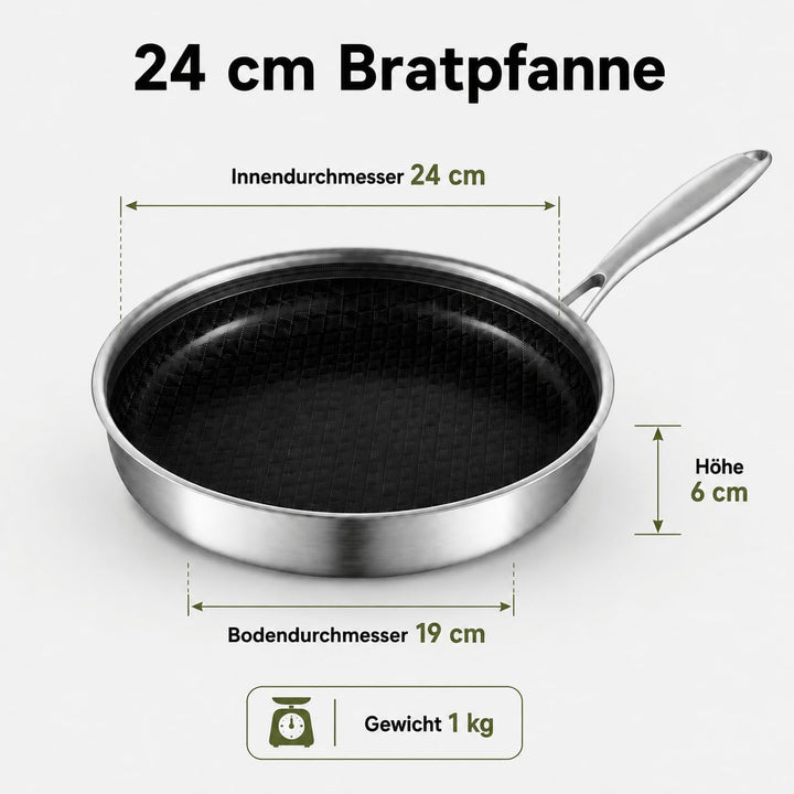 Bratpfanne 24 cm mit Keramischer Antihaftbeschichtung, 24 cm