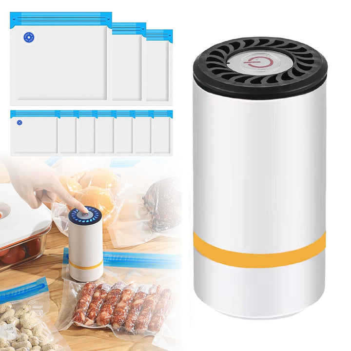 Handvakuumierer, Mini Vakuumiergerät mit 15 Vakuumbeuteln, Vakuumiergerät für Lebensmittel, Mini Vak