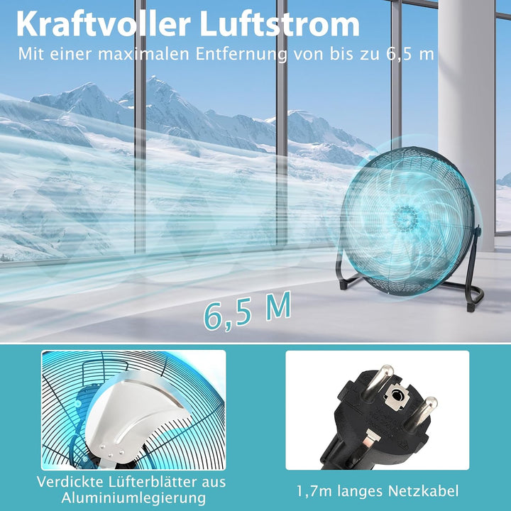 COSTWAY Bodenventilator 160W mit 3 Stufen, Trommelventilator | Windmaschine mit 3 Geschwindigkeitsst