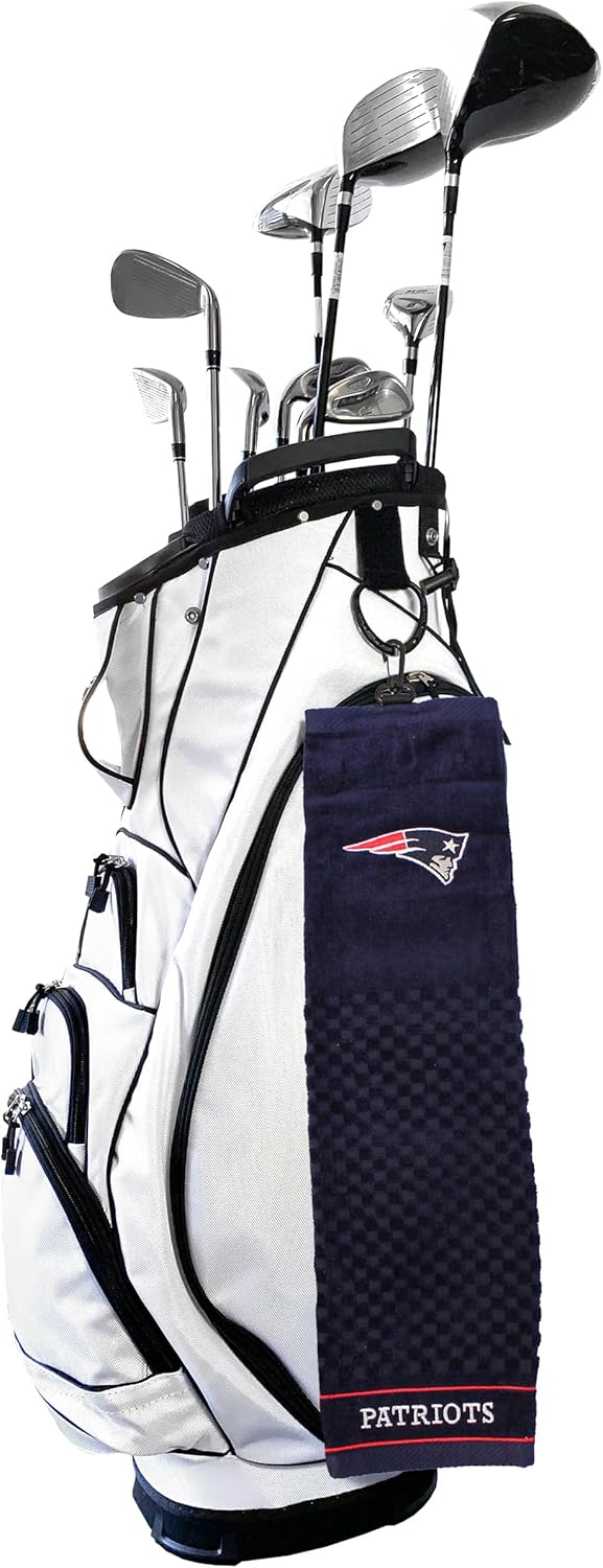 Team Golf NFL Embroidered Golf Towel, Checkered Scrubber Design, Embroidered Logo New England Patrio