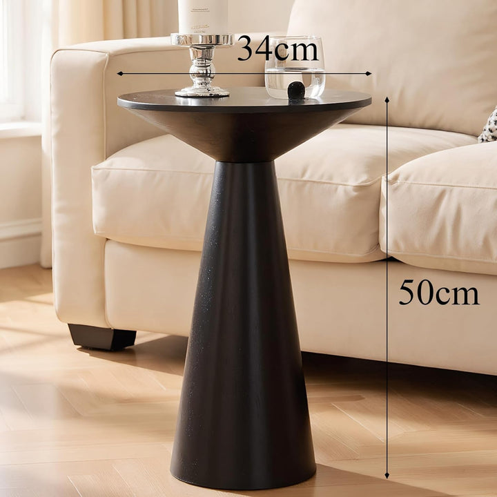 Beistelltisch Rund, Beistelltisch Holz Schwarz, Couchtisch Klein Rund für Wohnzimmer, Runder Beistel
