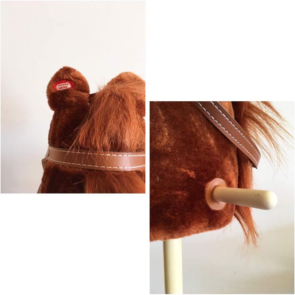 TE-Trend Hobby Horse 95cm - Stockpferd für Kinder mit Soundfunktion - rollendes Steckenpferd mit Plü