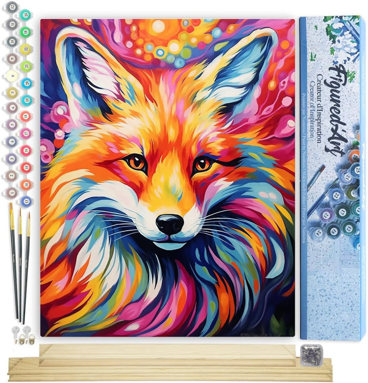 Figured'Art Malen Nach Zahlen Erwachsene Mit Rahmen Fuchs Farbenfroh Abstrakt - Paint by Numbers Bas