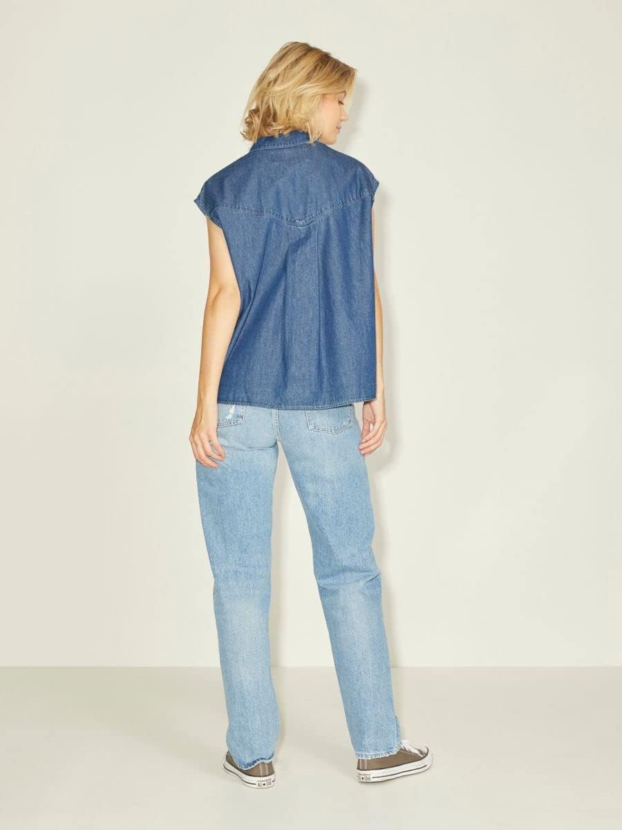 JJXX Damen Jxlayla Sl Chambray Shirt Sn Blouse S Medium Blue Denim, S Medium Blue Denim