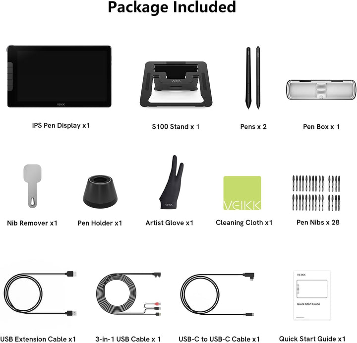Grafiktablett mit Display mit 16384 Ebenen VEIKK Studio 16, 15,6 Zoll Drawing Tablet mit Display hat