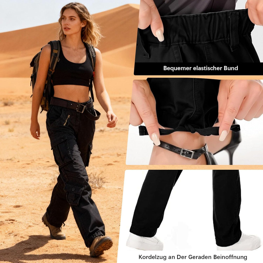 Ycfish Damen Hosen Cargo Hose Multi Taschen Wanderhose Workwear Reissverschluss Armee Militär Outdoo