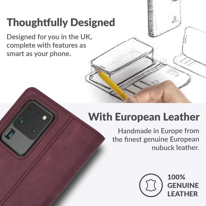 Snakehive Galaxy S20 Ultra 5G Hülle Leder | Stylische Handyhülle mit Kartenhalter & Standfuss | Hand