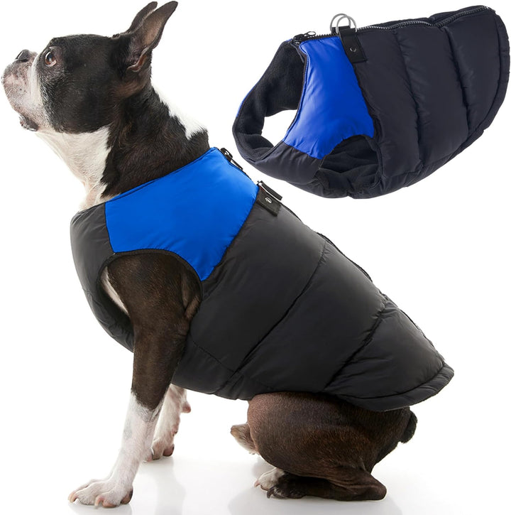 Gooby - Gepolsterte Weste, Hundejacke, Mantel, Pullover mit Reissverschluss und Leinen-Ring, blau, G