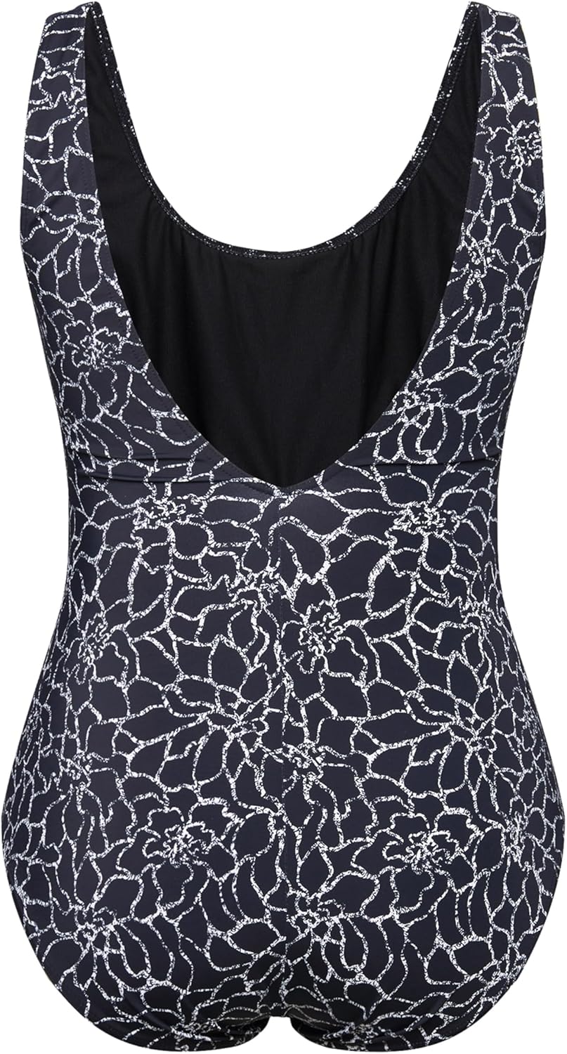 Ulla Popken Damen Badeanzug 42 Schwarz, 42 Schwarz