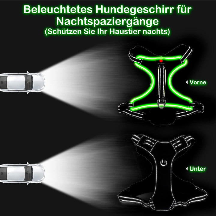 Hundegeschirr Leuchtend Wiederaufladbares Leuchtgeschirr für Hunde Led Beleuchtetes Hundegeschirr fü