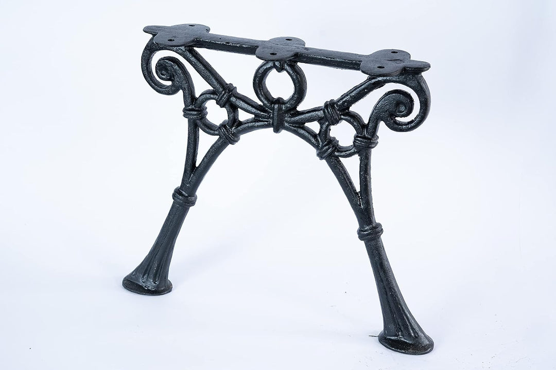 SEZAM Bankfüsse aus Gusseisen Schwarz x 2 Stück, ohne Rückenlehne - 46 x 37,5 x 39 cm, für 3 Holzban