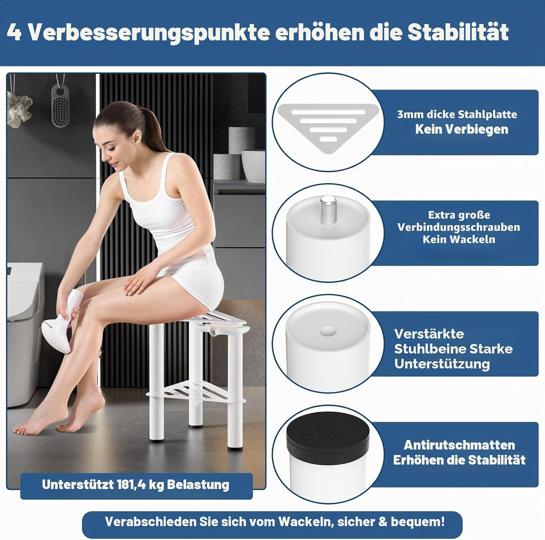 Eck-Duschfusshocker zum Rasieren der Beine, Rostfestigkeit und Rutschfester | Weiss Duschfussstützen
