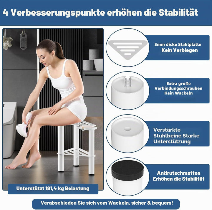 Eck-Duschfusshocker zum Rasieren der Beine, Rostfestigkeit und Rutschfester | Weiss Duschfussstützen