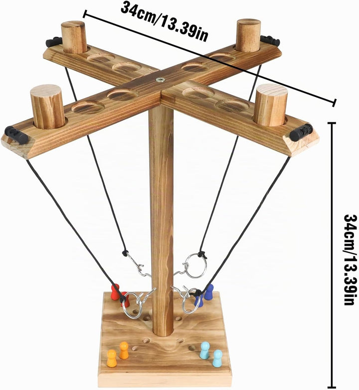 Ring Toss Game Ringwurfspiel für Erwachsene, ZAKVOP Hook Spiel 4 Spieler Ring Toss Hook mit Punkteta