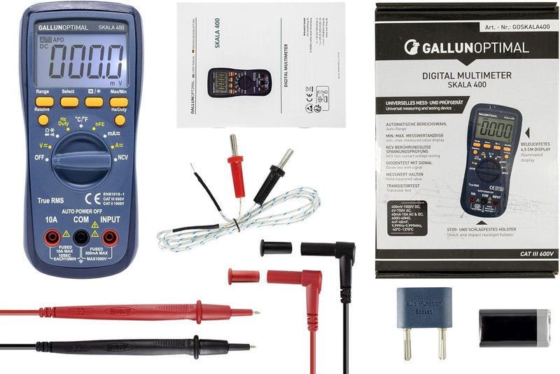 GALLUNOPTIMAL Skala 400 Digital-Multimeter True-RMS mit Temperatur-Messung + AC/DC Multifunktionstes