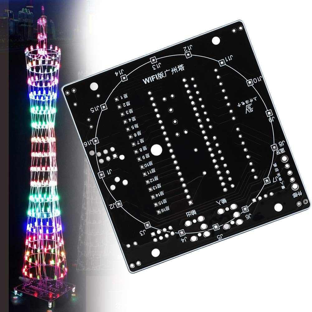 Canton Tower Shape DIY Electric Projects Lötübungsset, WiFi & Bluetooth, APP-Steuerung, mit Bunten L