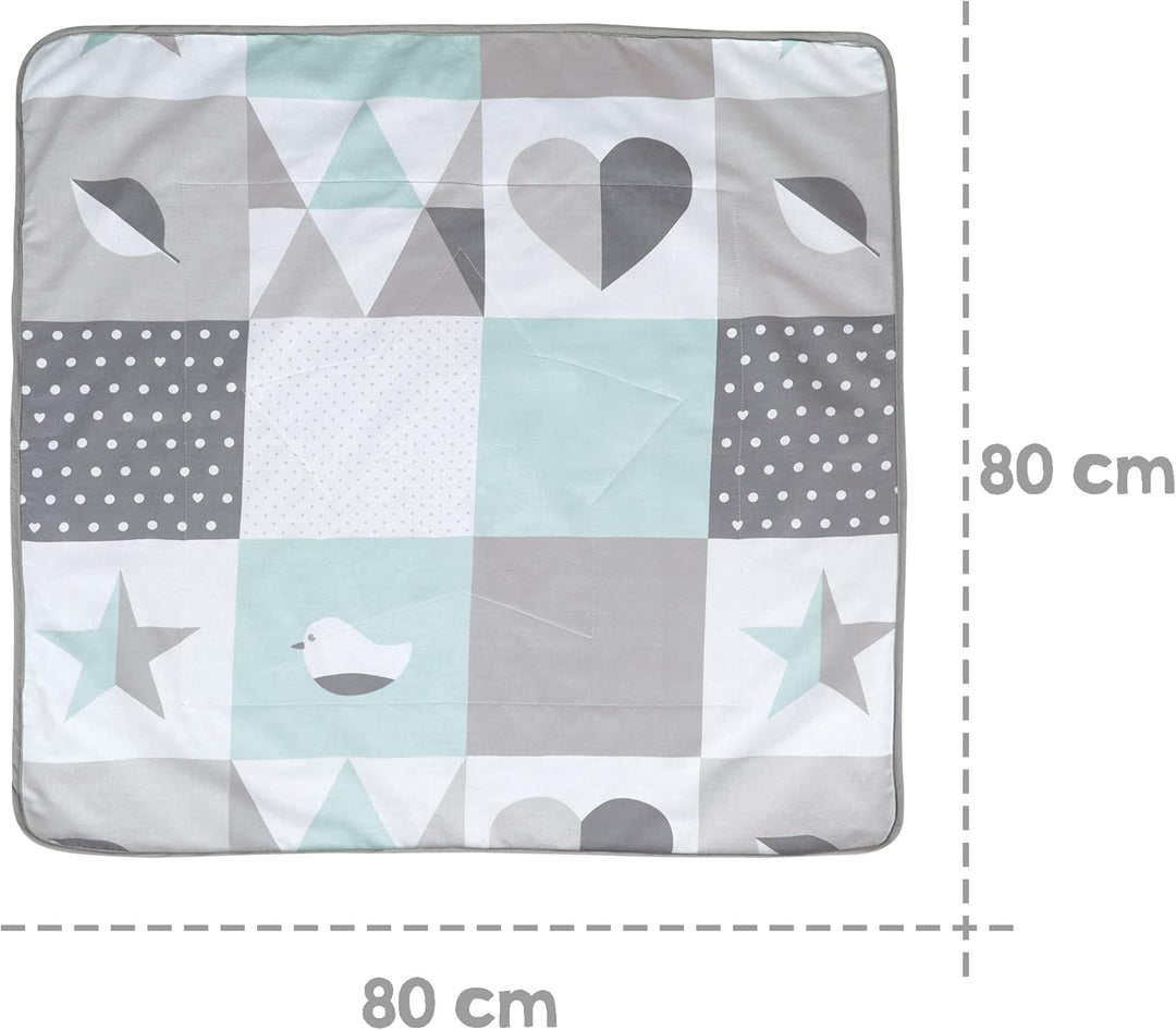 roba Babydecke Happy Patch - 80 x 80 cm - Kuscheldecke zum Schlafen, Krabbeln & Spielen - Kinderdeck