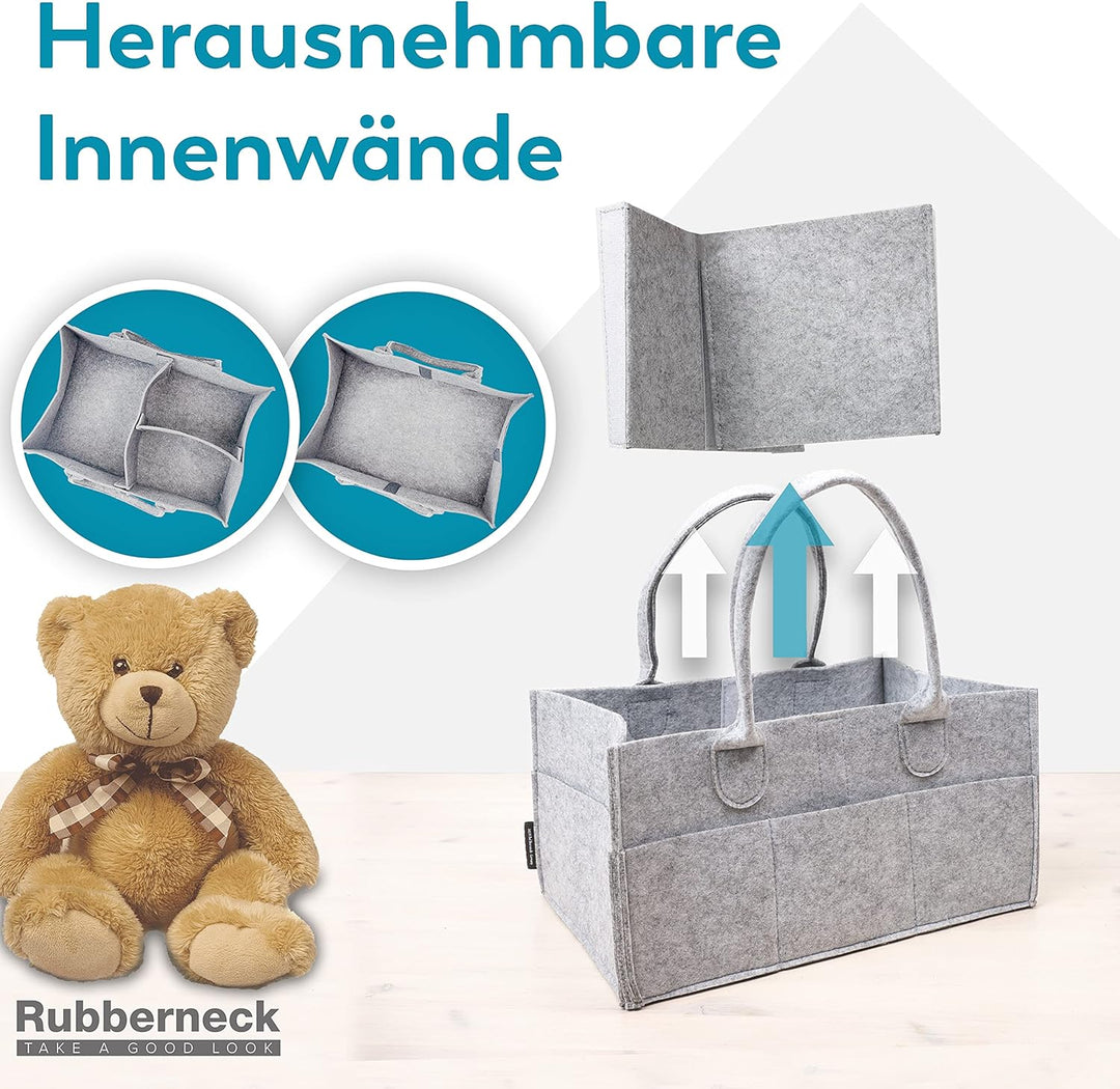 Rubberneck Baby Windel Filztasche - tragbare Wickeltasche, Allzweck Organizer aus Filz (Hellgrau, 33
