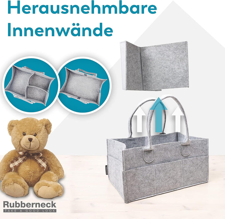 Rubberneck Baby Windel Filztasche - tragbare Wickeltasche, Allzweck Organizer aus Filz (Hellgrau, 33