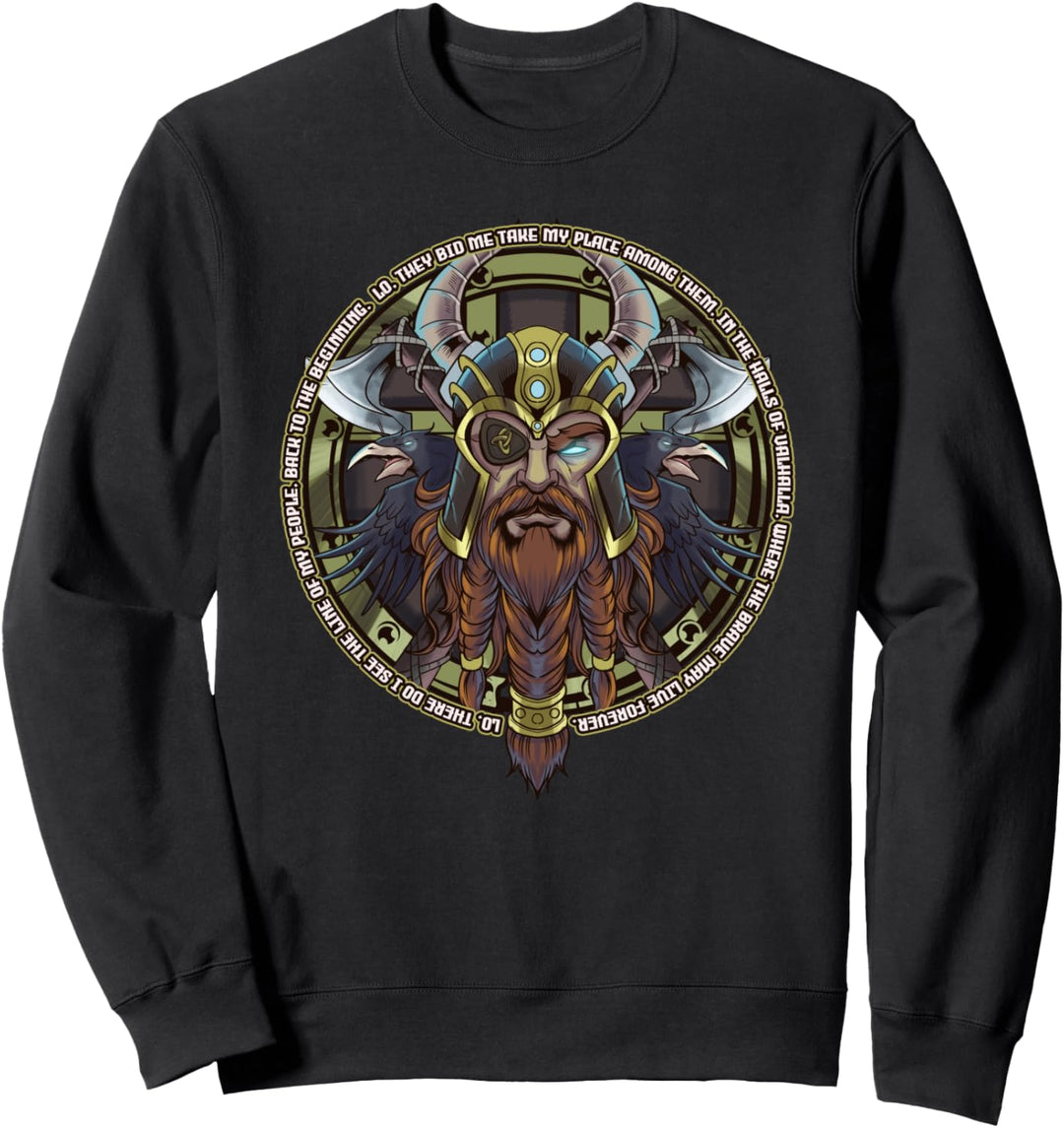 Odin Norse Nordic Mythology Valhalla Viking Valkyrie Raven Sweatshirt