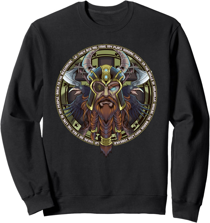 Odin Norse Nordic Mythology Valhalla Viking Valkyrie Raven Sweatshirt