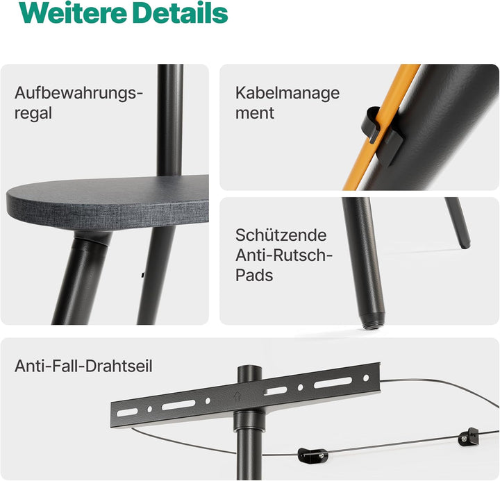TV Ständer für 43 bis 65 Zoll LCD LED OLED Bildschirm bis zu 35 kg, Höhenverstellbar und Schwenkbar,