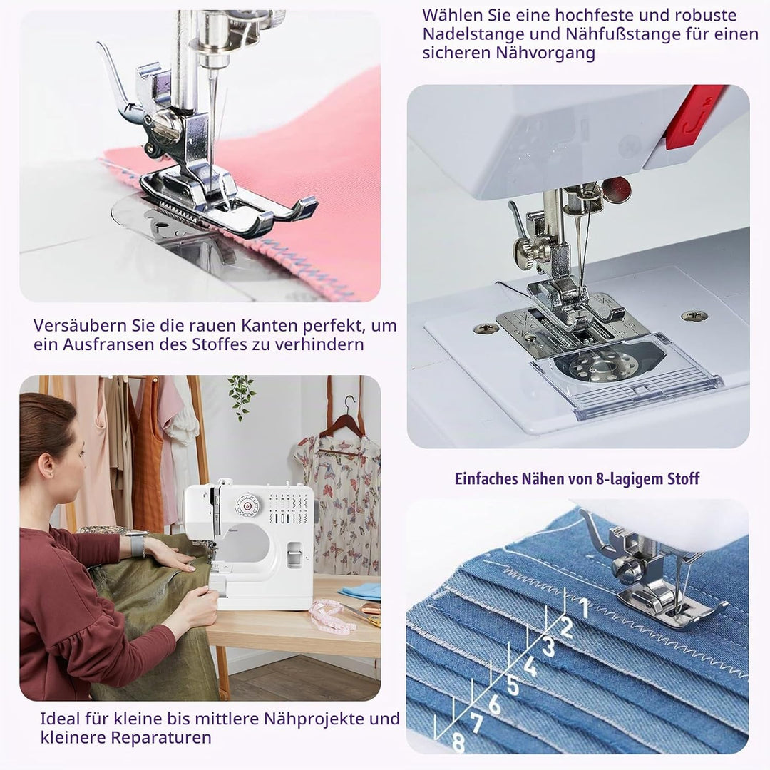 Mechanische Nähmaschine für Näh-Einsteiger &amp; Anfänger, 14 Stichprogrammen, Nähmaschine mit Verlänger