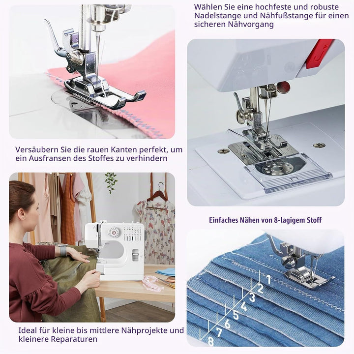 Mechanische Nähmaschine für Näh-Einsteiger &amp; Anfänger, 14 Stichprogrammen, Nähmaschine mit Verlänger