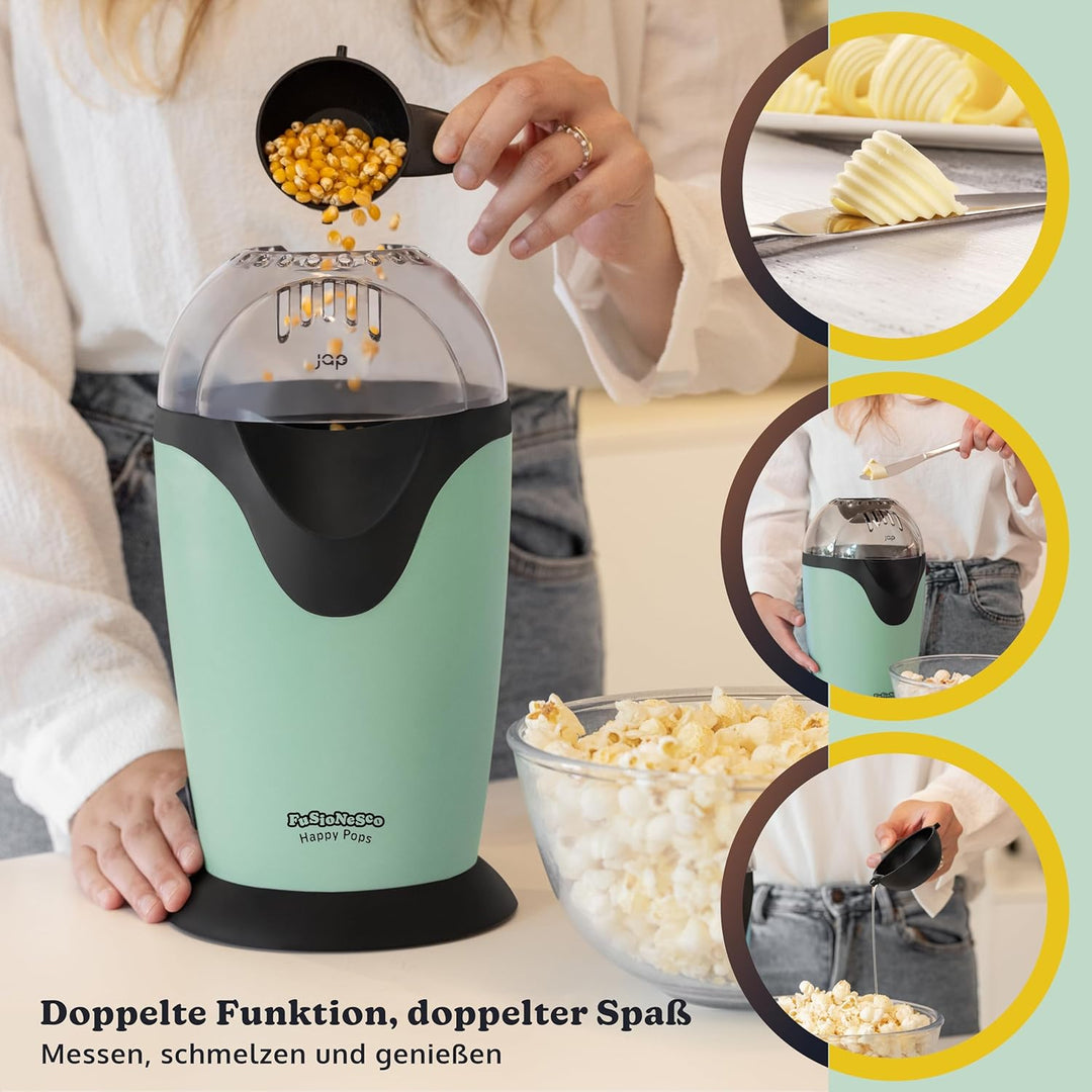 JAP Happy Pops Popcornmaschine - Retro Popcorn maker - Popcornmaschine für zuhause - 2 bis 3 Persone