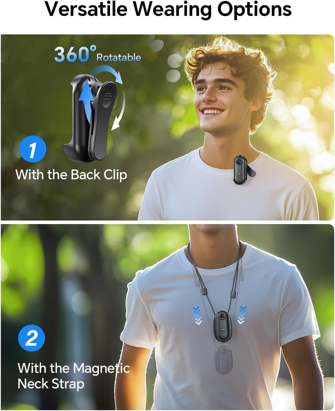 BOBLOV W4 4K Bodycam Körperkamera Mini, Body Cam mit 360° drehbarem Clip und Magnetclip, 90 Minuten
