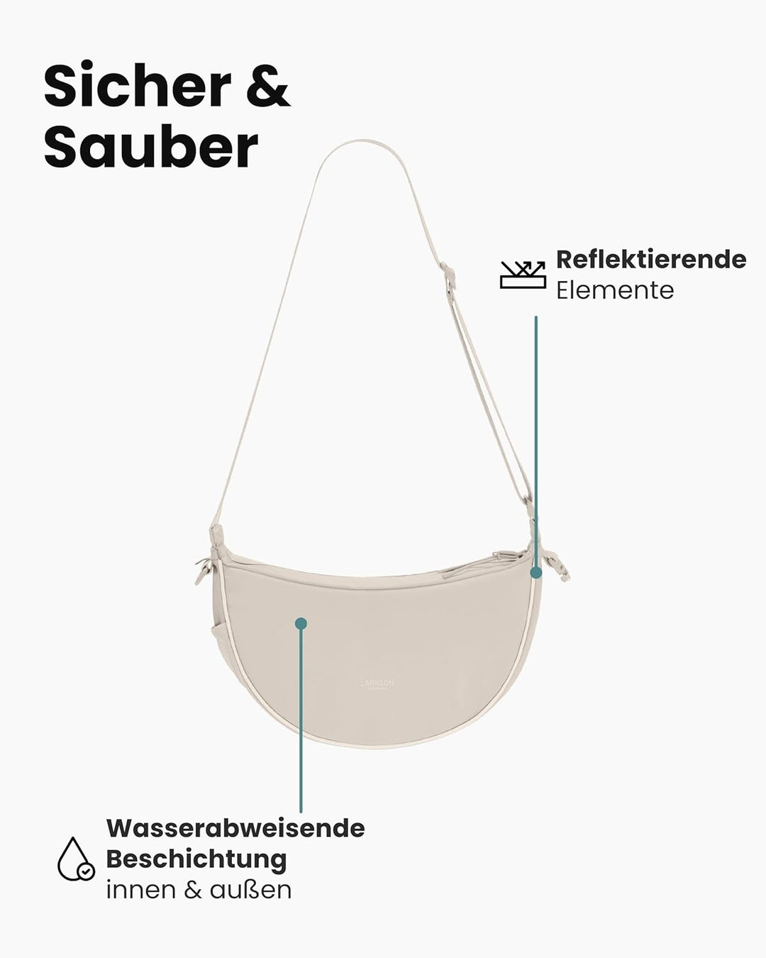 LARKSON Half Moon Bag Hundetasche Beige - Fiete - Umhängetasche für Gassi Gehen - Leckerlitasche mit