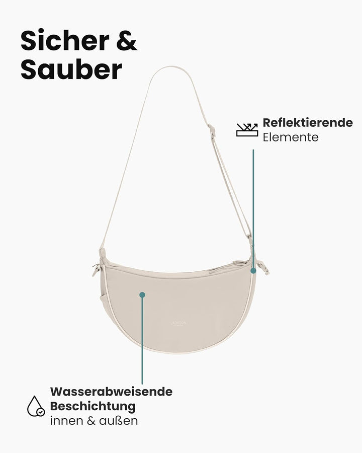 LARKSON Half Moon Bag Hundetasche Beige - Fiete - Umhängetasche für Gassi Gehen - Leckerlitasche mit