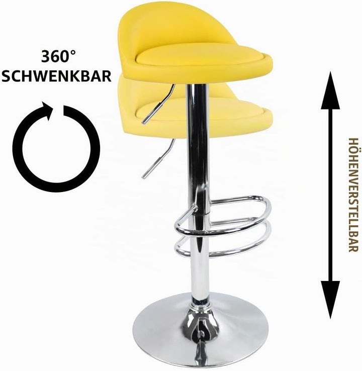 KKTONER Barhocker Tresenhocker höhenverstellbar 60-80cm mit Fussstütze PU Leder Gelb, Gelb