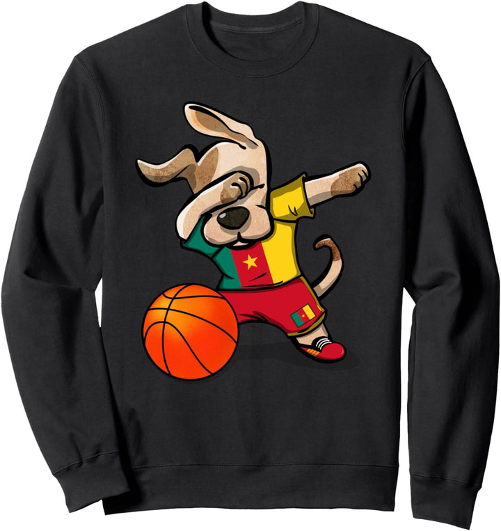 Dabbing Dog Hund Kameruner Basketball - Kamerunische Flagge Sweatshirt