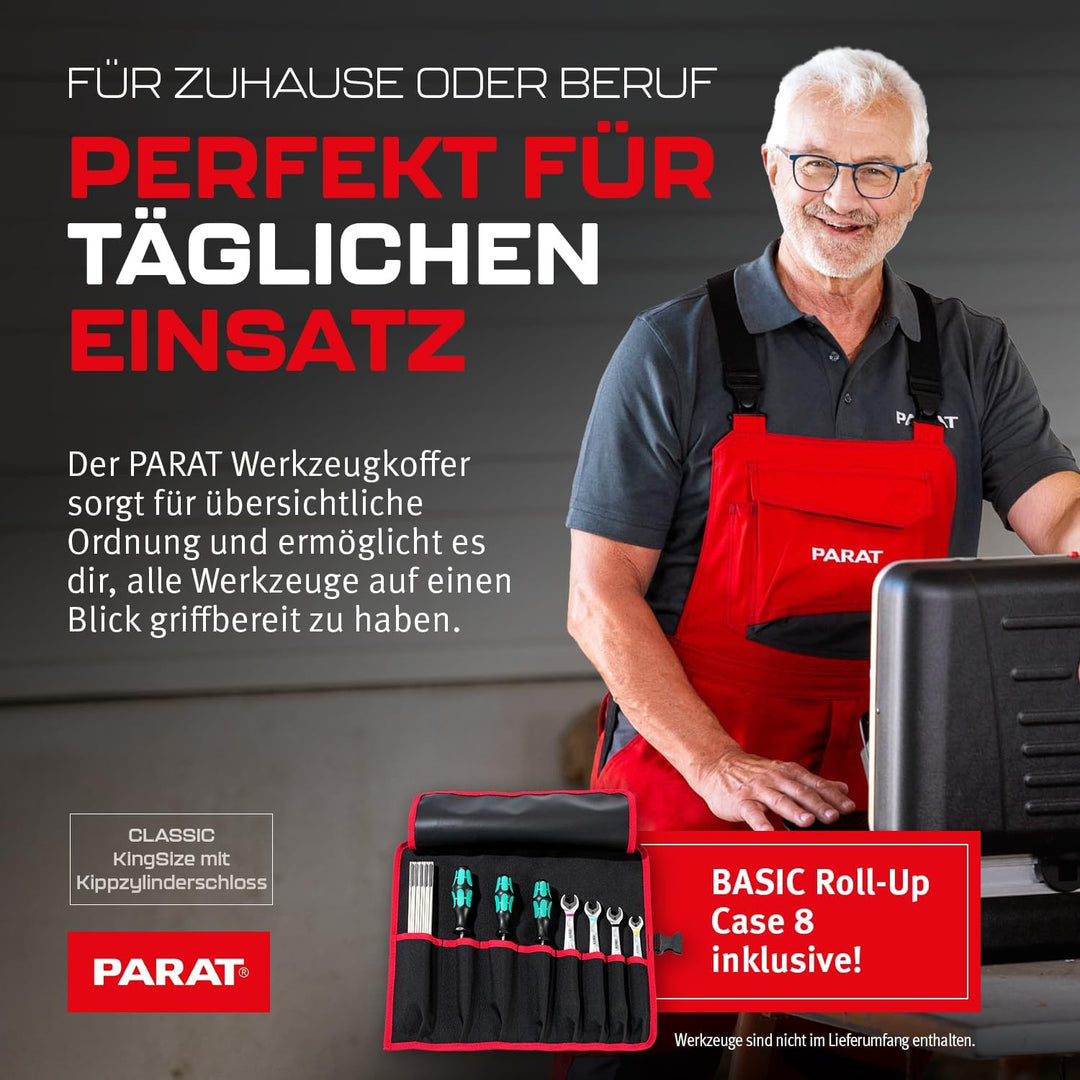 PARAT CLASSIC KingSize | Werkzeugkoffer leer für 50 Werkzeuge | inkl. BASIC Roll-Up Case 8 | Alumini