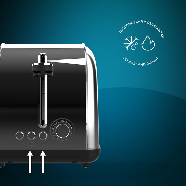 Cecotec Vertikaler Toaster 2 Kurzschlitze Toastin' time 850 Inox Lite, 850 W, 2 Scheiben Brot, 3,8 c