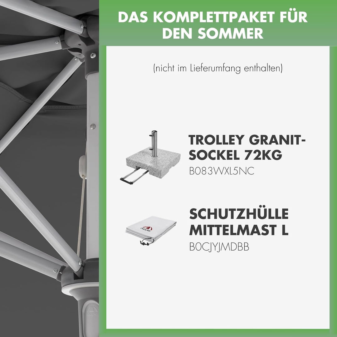 Doppler Sonnenschirm AluPro Neo Kurbel 305cm I 6-eckiger Sonnenschirm für Balkon & Terrasse I Schirm