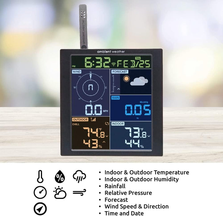 Ambient Weather WS-1965 WiFi Wetterstation mit Fernüberwachung und Ambient Weather Netzwerkzugriff,