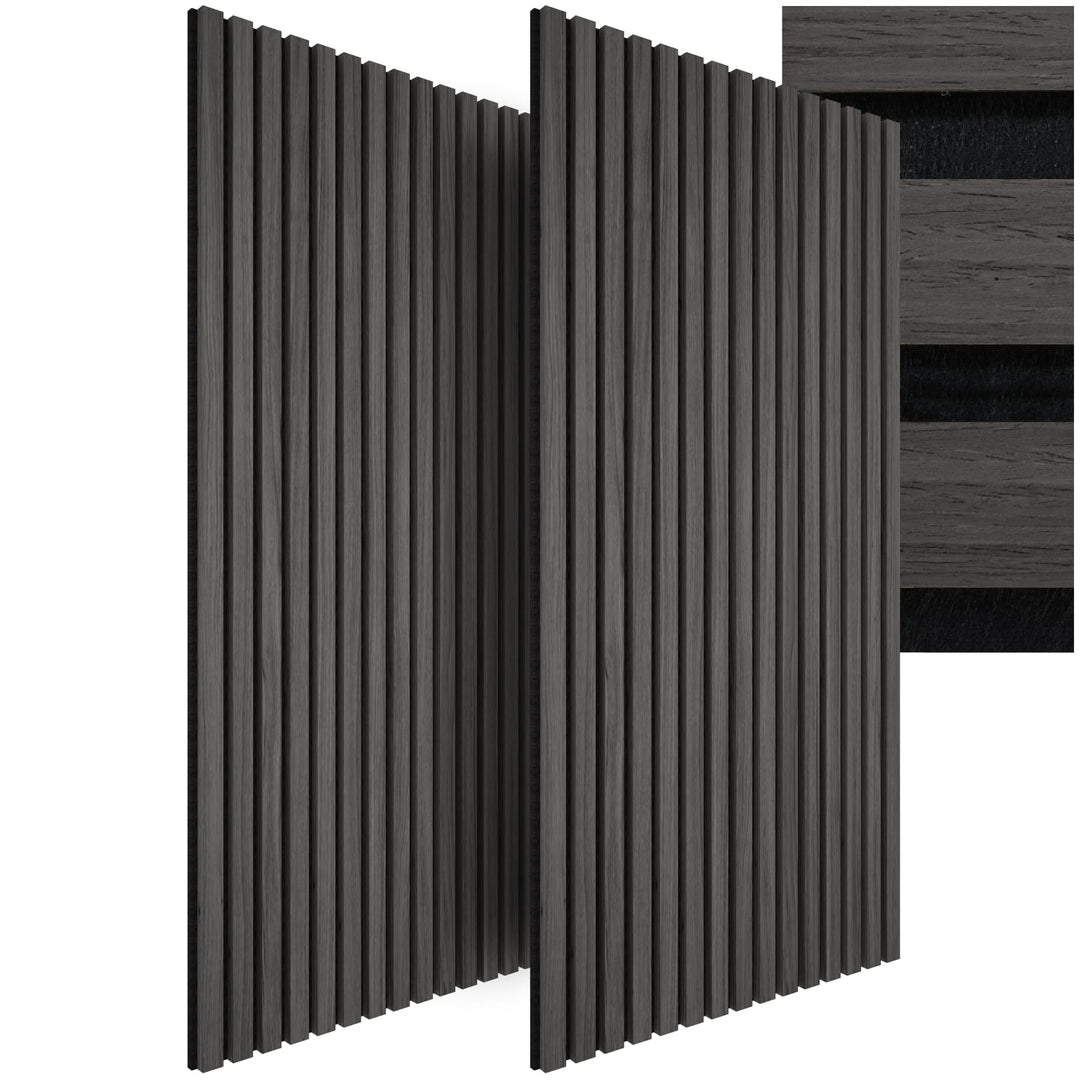 tectake® 3D Akustikpaneele 2er Set mit Echtholzfurnier, Holz Optik Paneele, Wandpaneele in Holzoptik