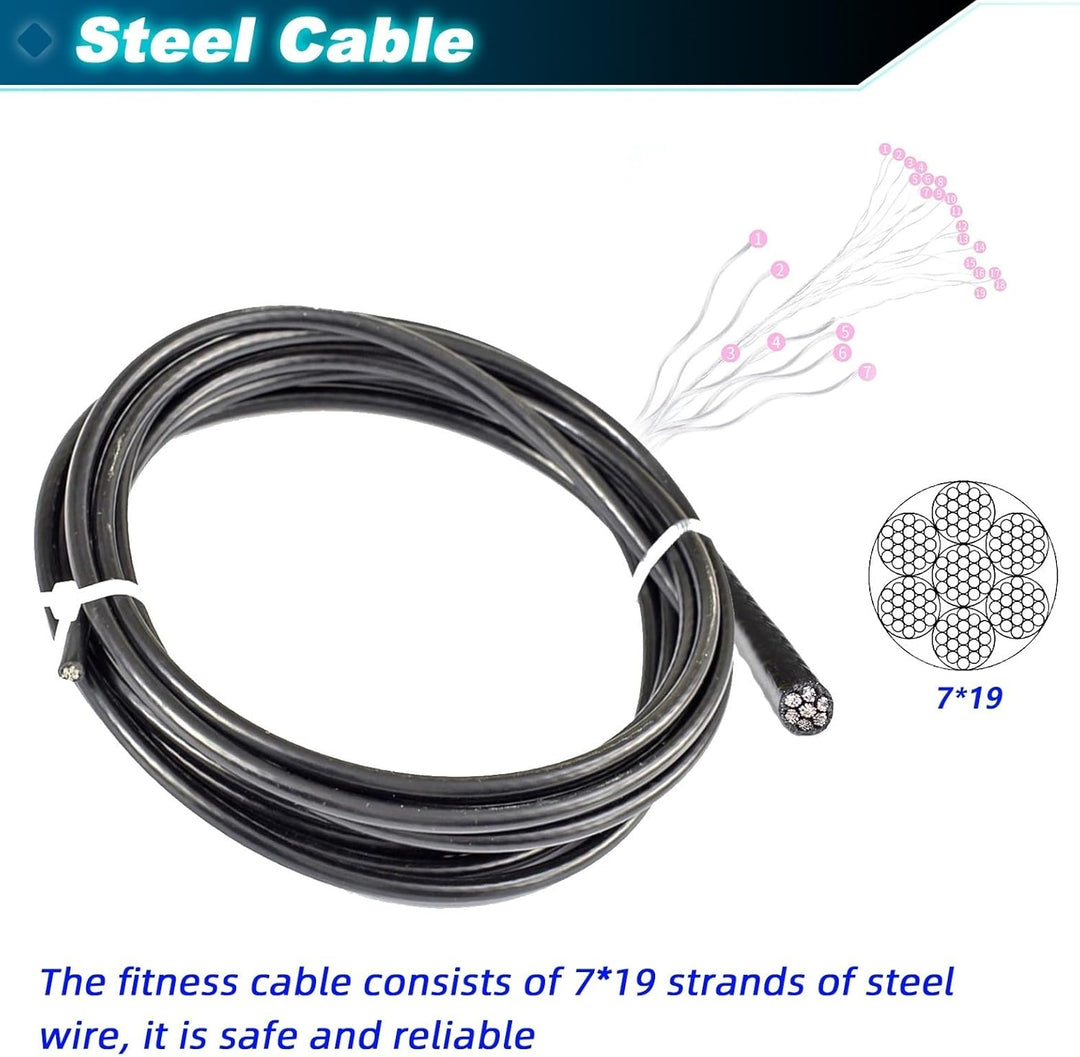 BBYPP 10m/ 15m/ 20m/ 25m Gym Kabel Draht, 5mm Stahlseil PU ummantelt Fitnessgerät für Home Gym Rieme