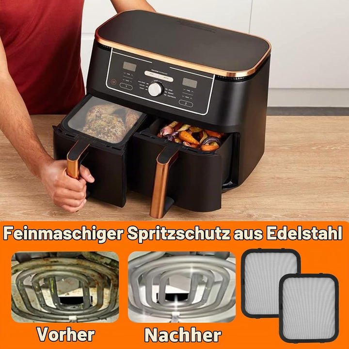 2 Stück Magnetischer Spritzschutz, Kompatibel mit Ninja AF500, Feinmaschige Edelstahl Spritzschutz,