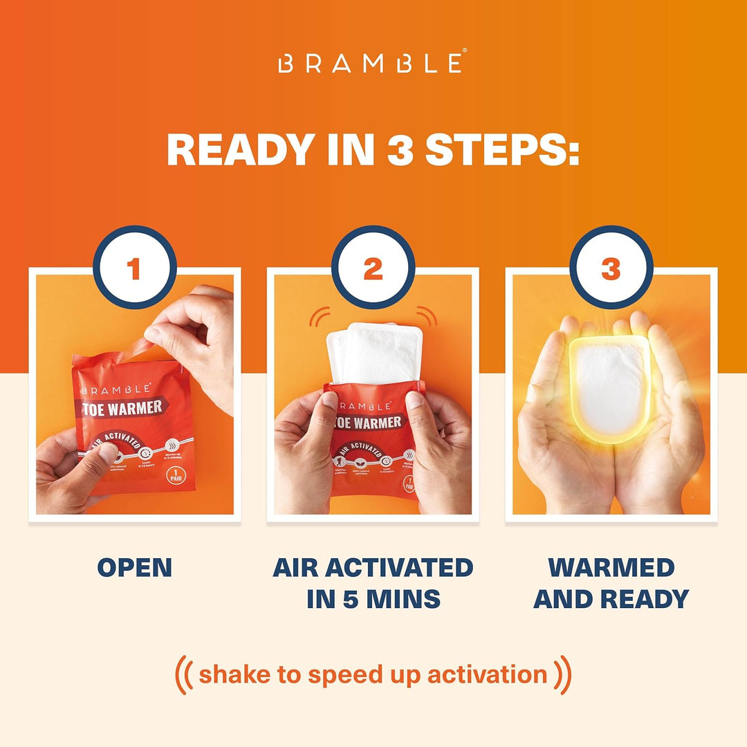BRAMBLE - 80 Stück Natürliche Luftaktivierte Fusswärmer (40 Paar) - Sohlenwärmer für Outdoor, Wander