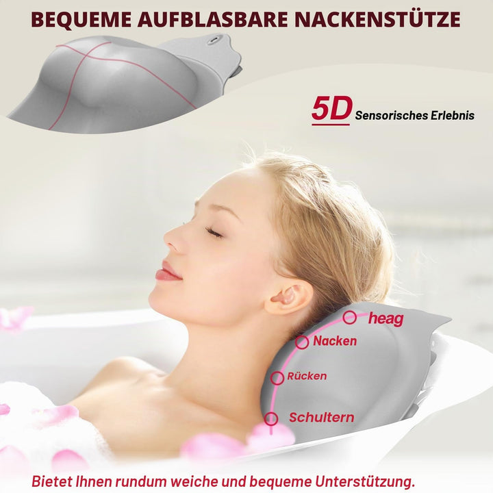 Silikon Badewannenkissen, Mit druckbarem Luftkissen, 32 kraftvolle Saugnäpfe,Weiches und Komfortable