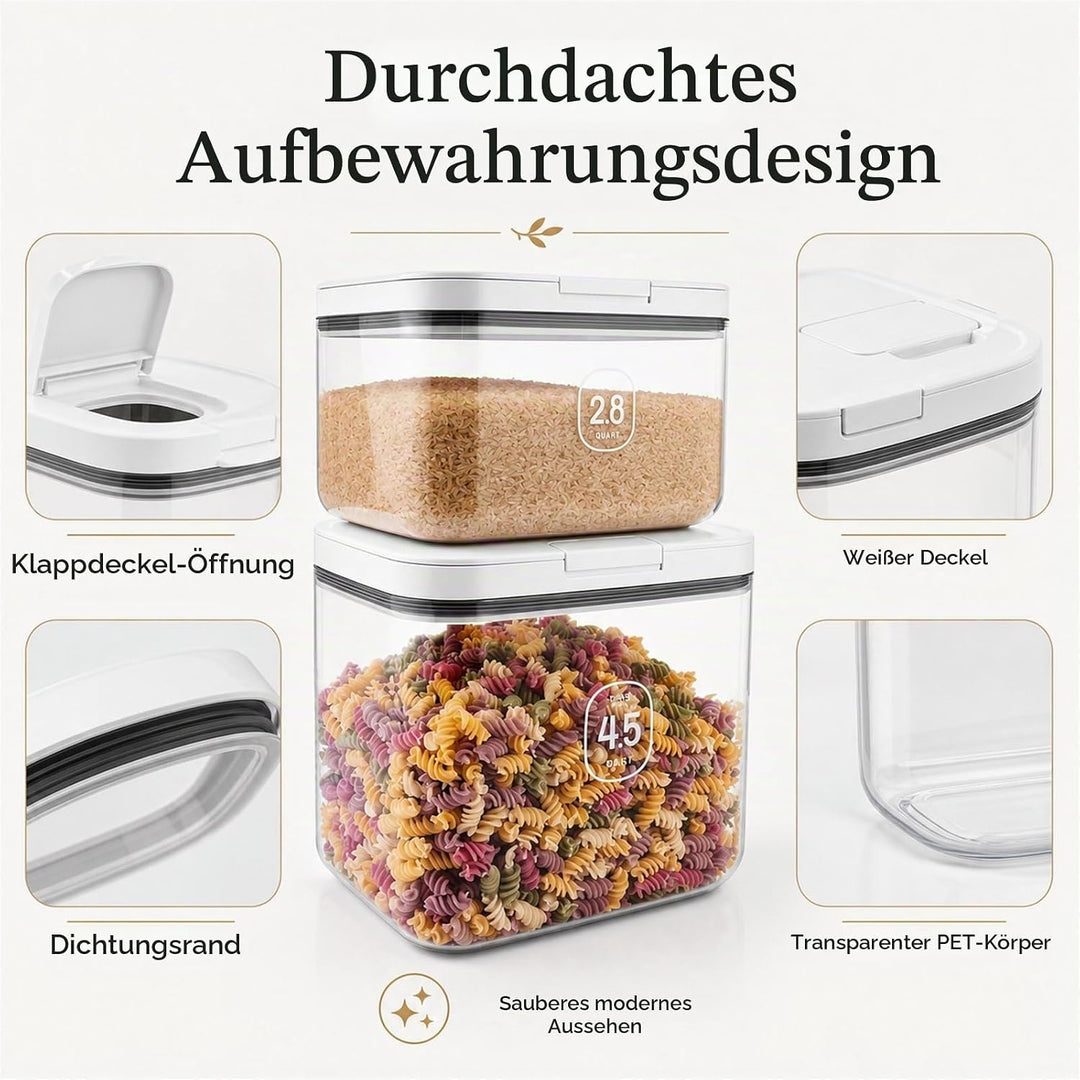 STARVAST Behälter für Mehl 4.5+2.8 Liter, Aufbewahrungsbox Küche Trockenfutter Aufbewahrung, Reis Au