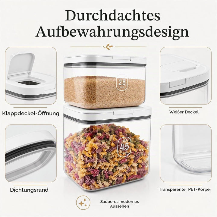 STARVAST Behälter für Mehl 4.5+2.8 Liter, Aufbewahrungsbox Küche Trockenfutter Aufbewahrung, Reis Au