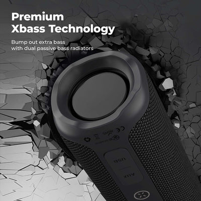 Tribit StormBox Bluetooth Lautsprecher, 24W Tragbarer Lautsprecher mit 360° Surround-Sound, Erweiter
