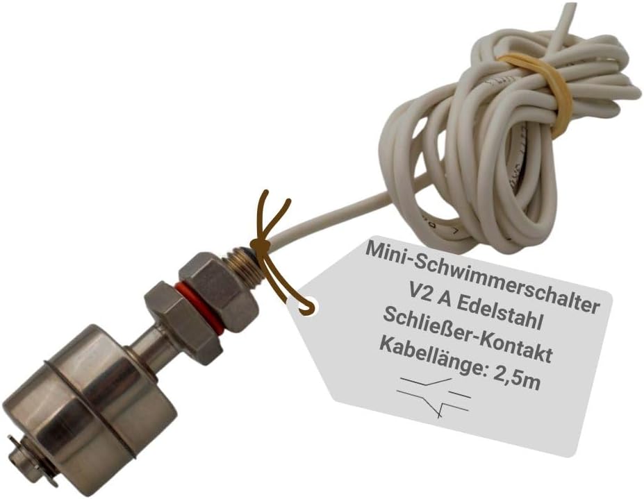 Elektrotechnik Schabus Mini-Schwimmerschalter Edelstahl 2VA Öffner/Umkehrfunktion, 1 Stück, 200941