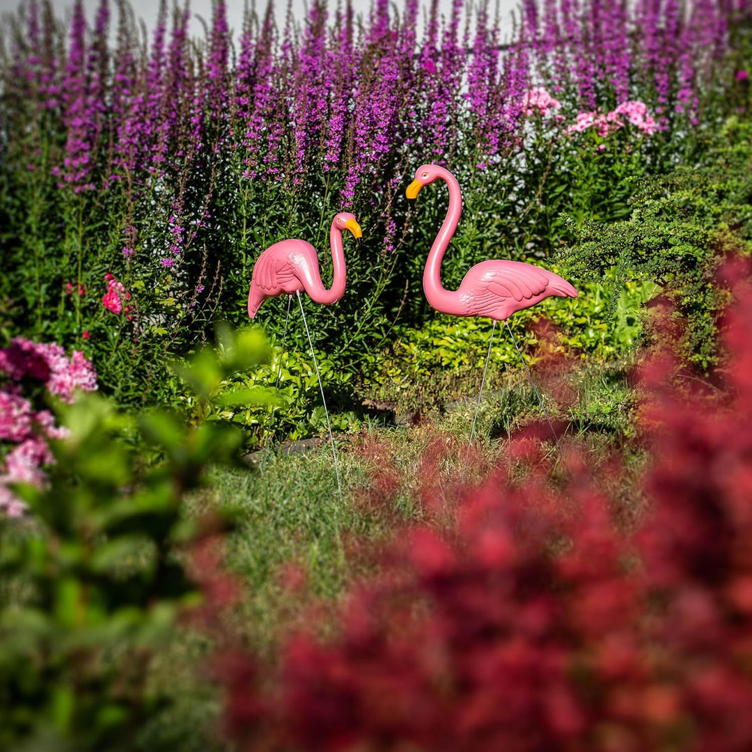 KADAX 2 Stück Garten-Flamingofigur, 83cm Dekofigur Flamingo, Gartenstecker aus Kunststoff, Gartenfig