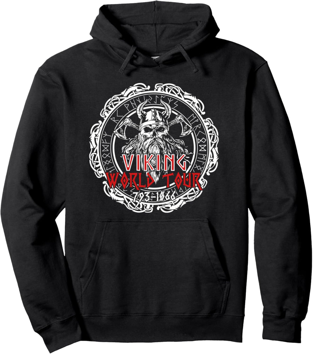 Viking World Tour mit Rückendruck Wikinger Nordische Krieger Pullover Hoodie